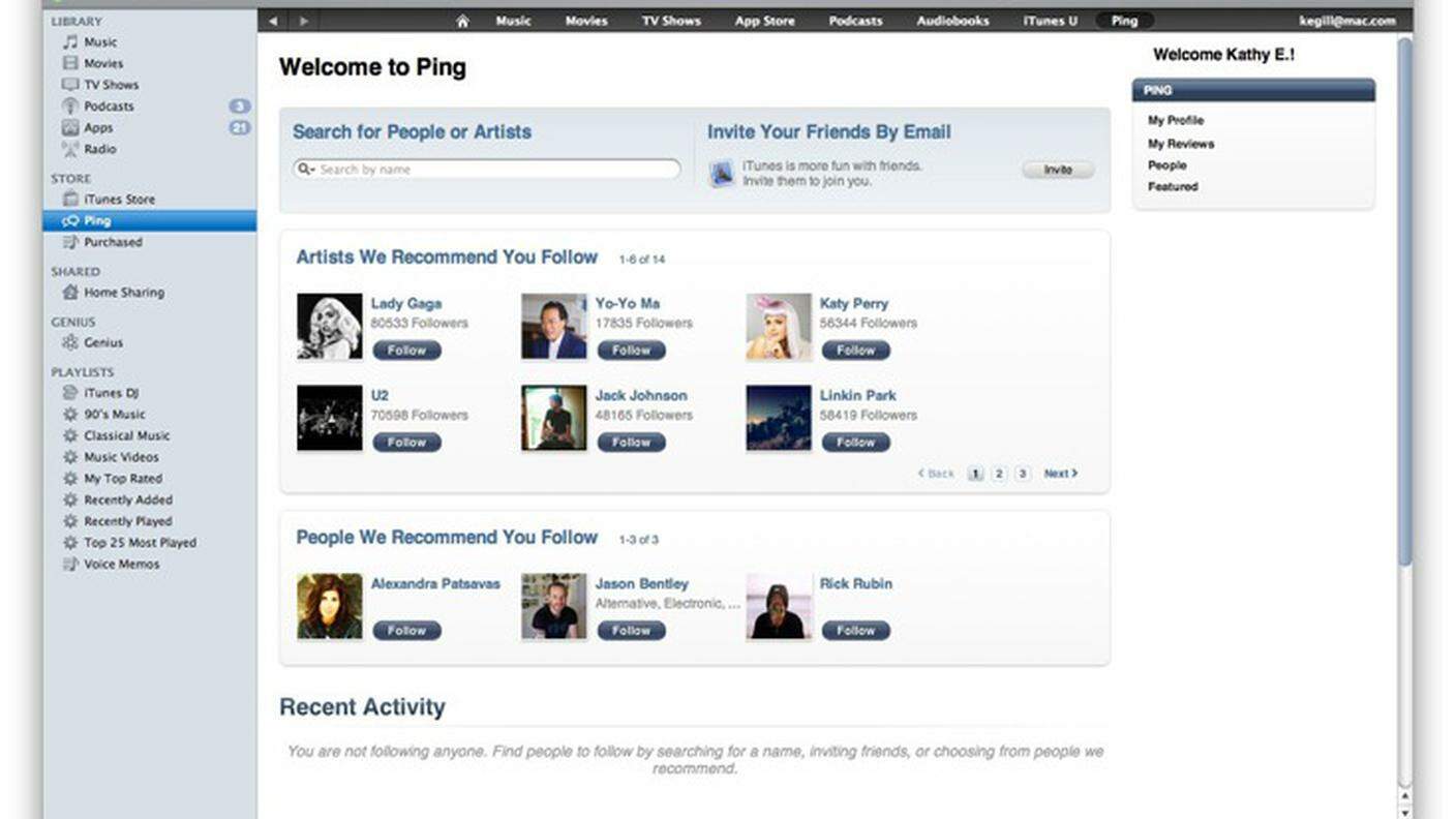 iTunes Ping, un social finito davvero male. Lanciato in pompa magna da Steve Jobs nel 2010 doveva essere una rete sociale dedicata alla musica. Grandiosa idea, mai decollata,  interrotta nel 2012: non era integrata con Facebook