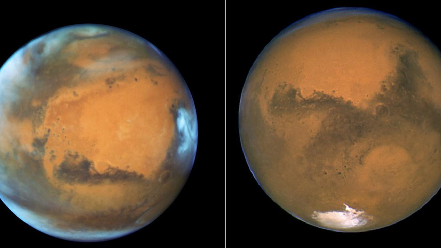 Due foto di Marte scattate dal telescopio orbitante Hubble