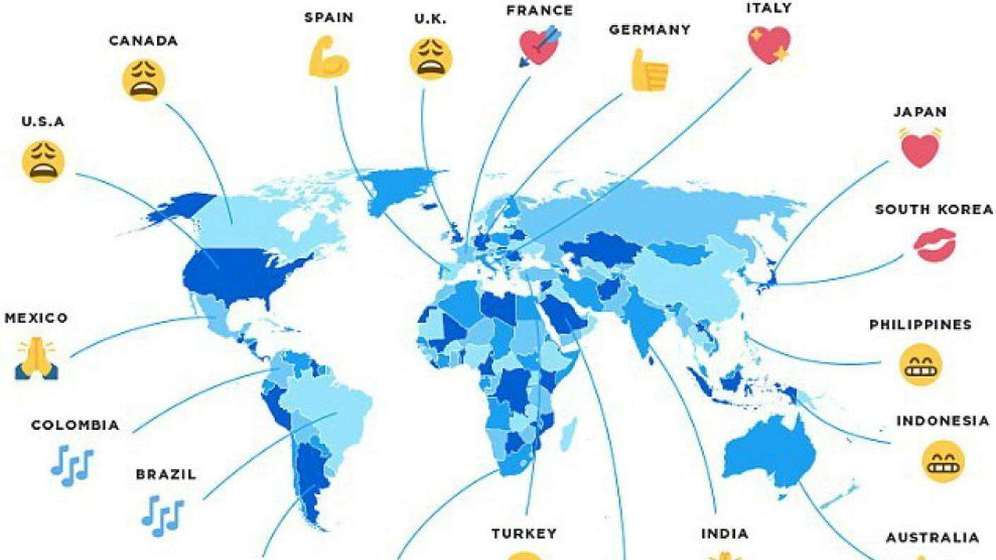 Le emoji più usate: dai muscoli della Spagna al "Thumbs up" di Germania e Australia