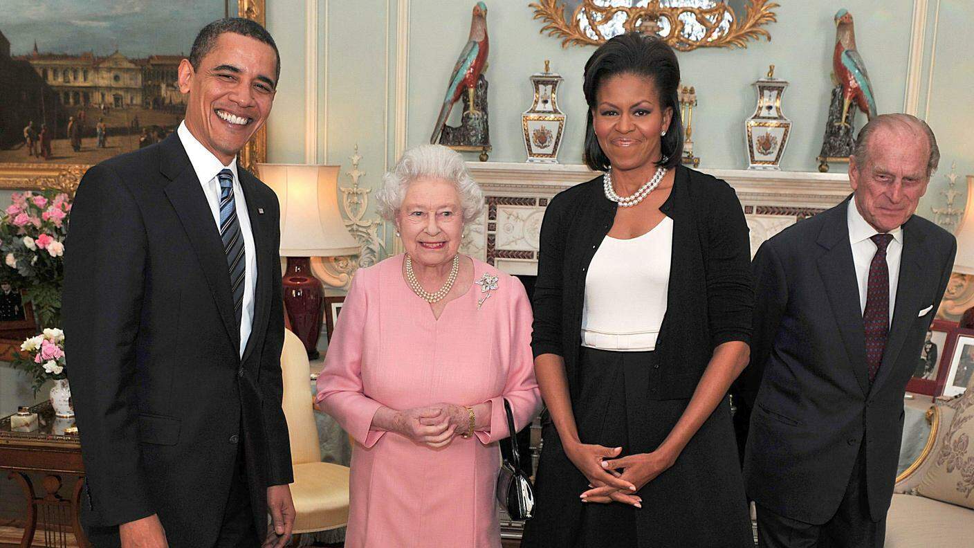 Con la coppia Obama e il marito Filippo, nel 2009