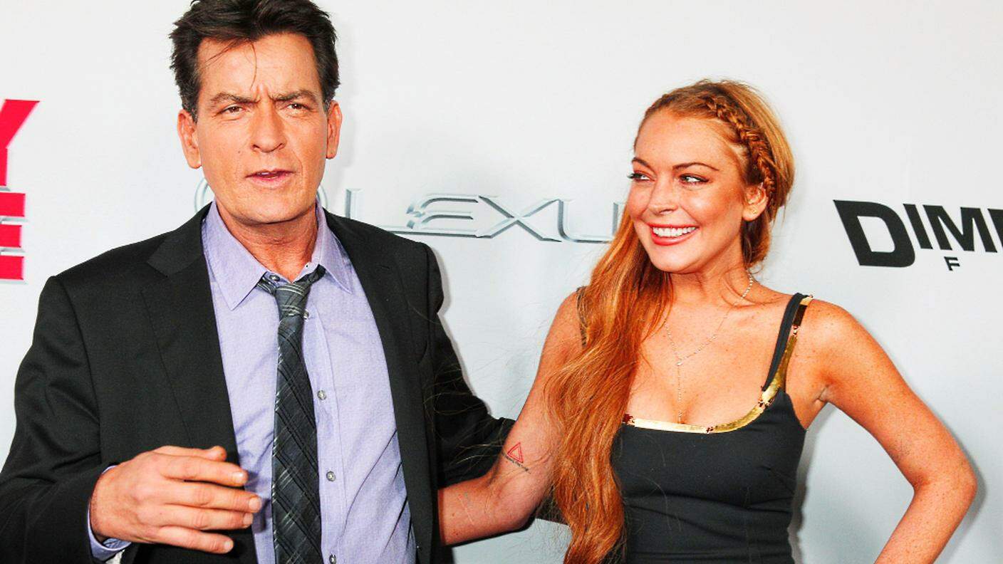 Charlie Sheen e Lindsay Lohan alla prima di "Scary Movie 5" a Hollywood