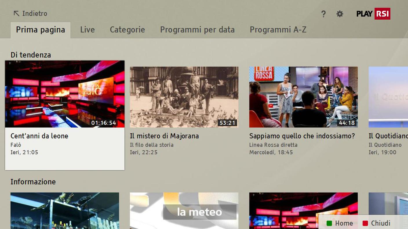 Home Play RSI tasto rosso