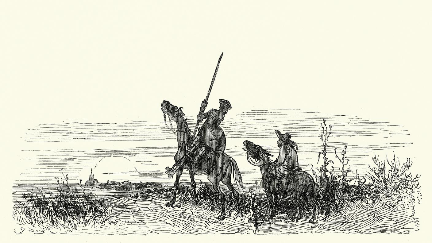 Don Chisciotte nel suo viaggio per andare a far visita a Lady Dulcinea