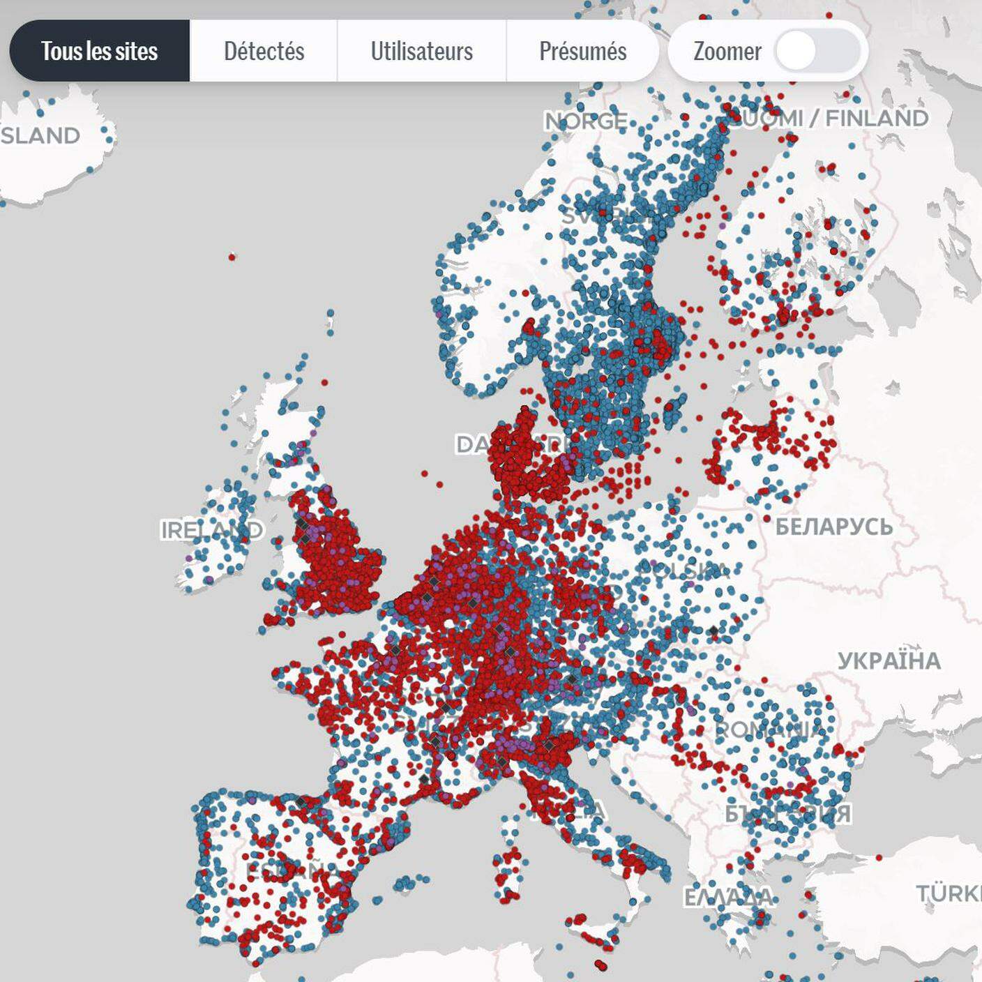 Cartina Interattiva dei P-FAS in Europa