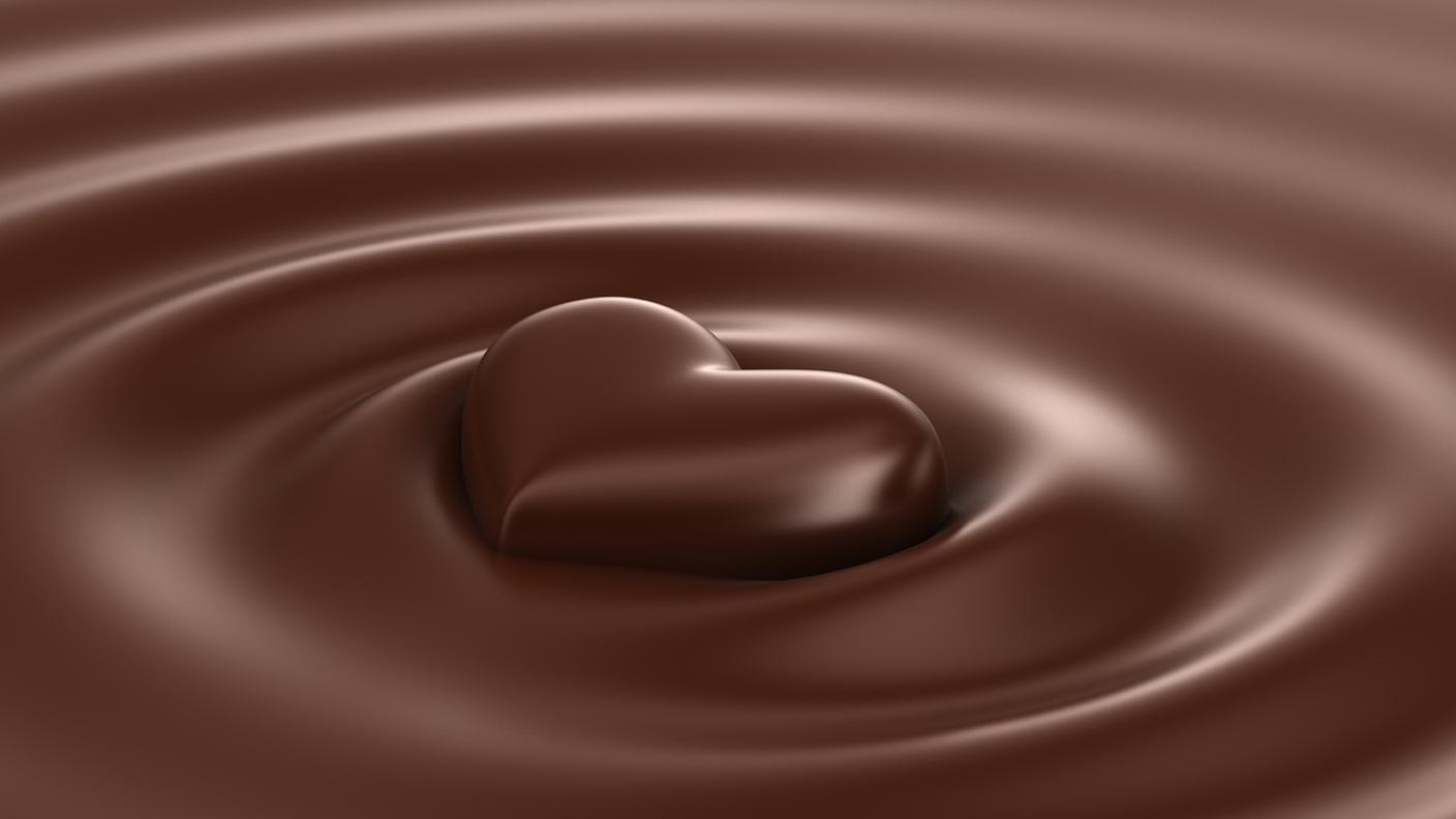 cioccolato fuso, cuore di cioccolato - cioccolata al latte
