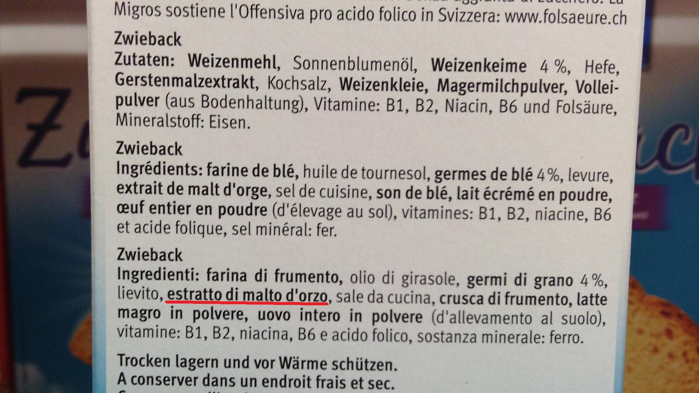 Zwieback - ingredienti