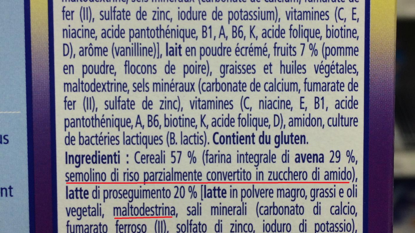 Cereali di semolino con latte per bambini - ingredienti