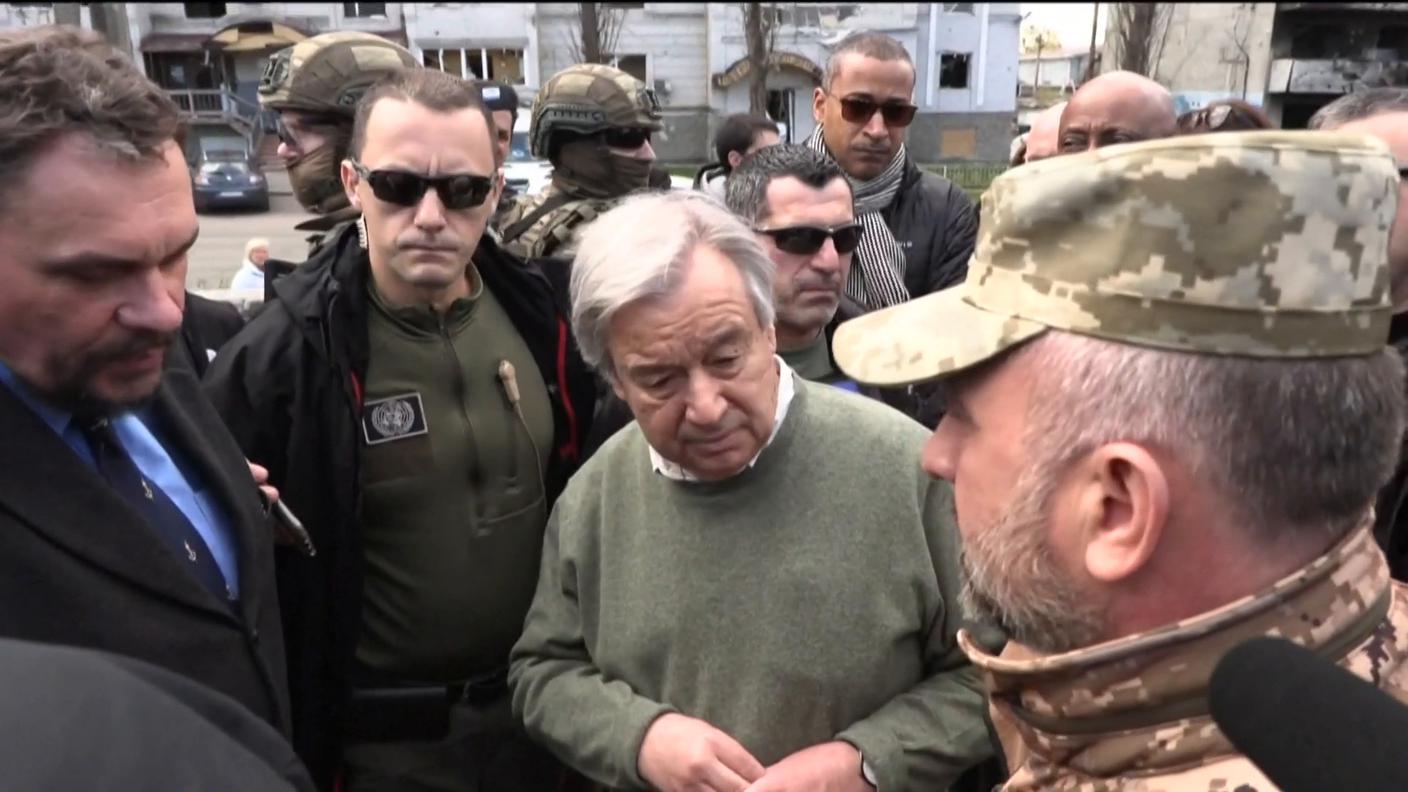 Il Segretario generale dell'ONU, Antonio Guterres, a Kiev