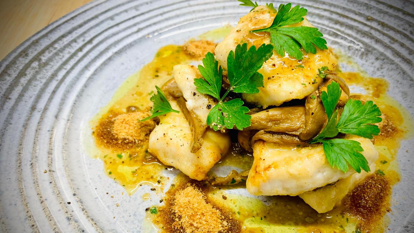 Millefoglie di sogliola e funghi