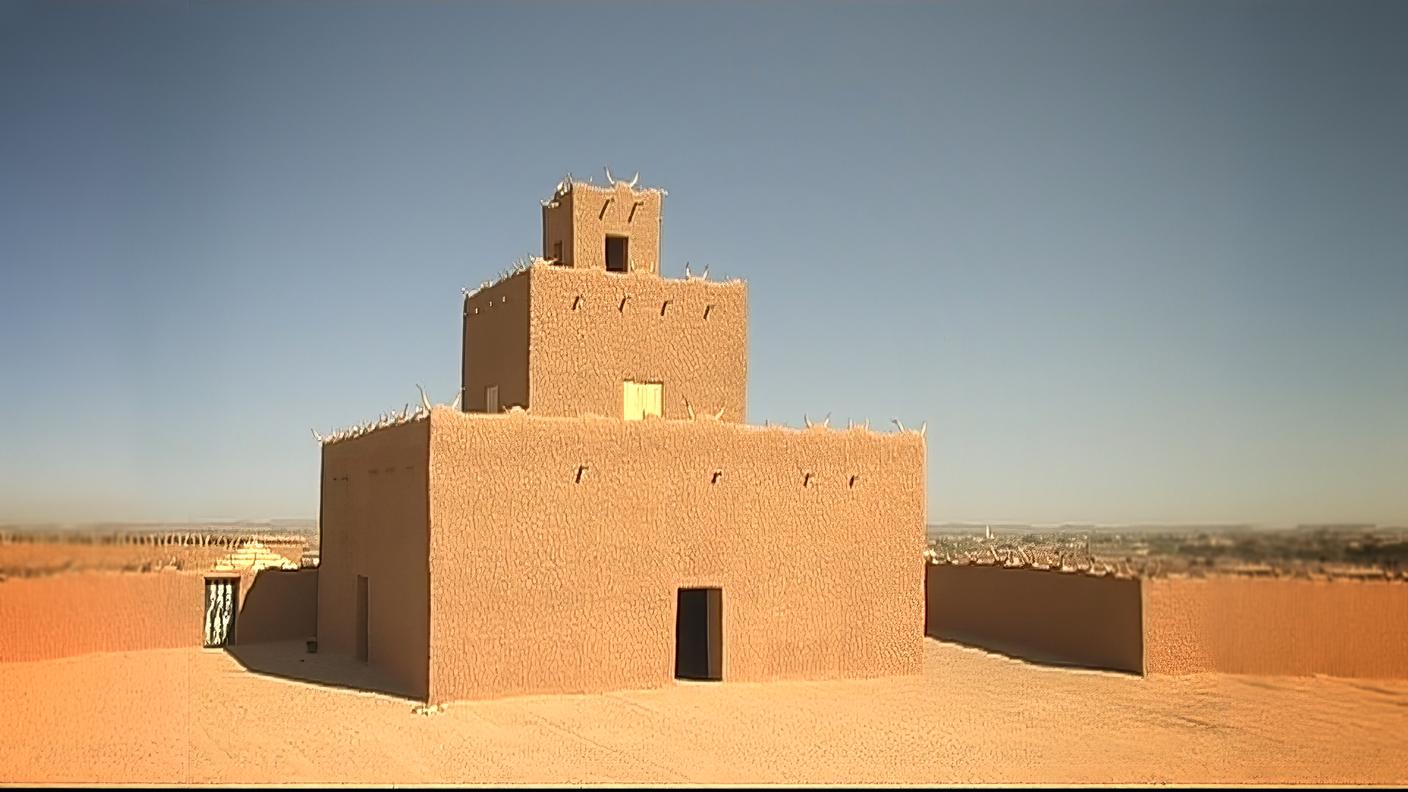 La Mekafoni (o "casa delle corna"), la scultura abitabile alta 13 metri, costruita nel 2001 da Not Vital ad Agadez