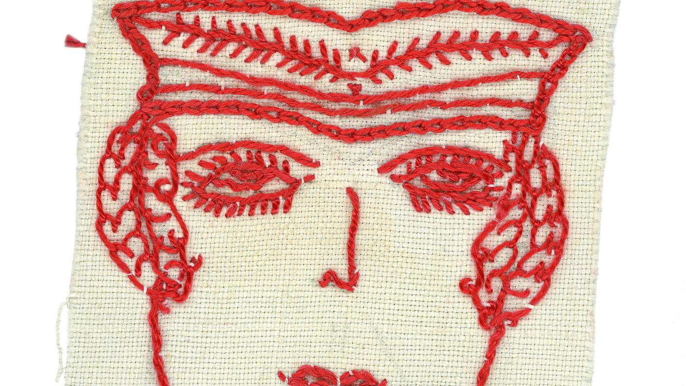 Bertha Morel, untitled, between 1936 and 1960, embroidery thread and graphite on texile, 8,7 x 7,1 cm