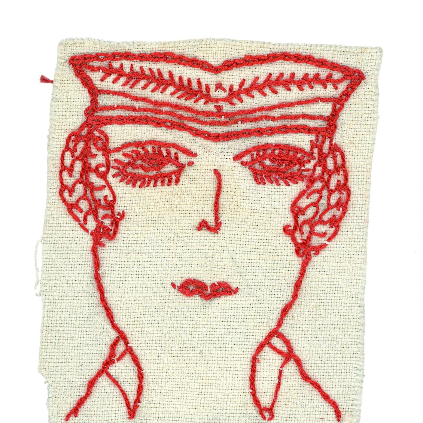 Bertha Morel, untitled, between 1936 and 1960, embroidery thread and graphite on texile, 8,7 x 7,1 cm