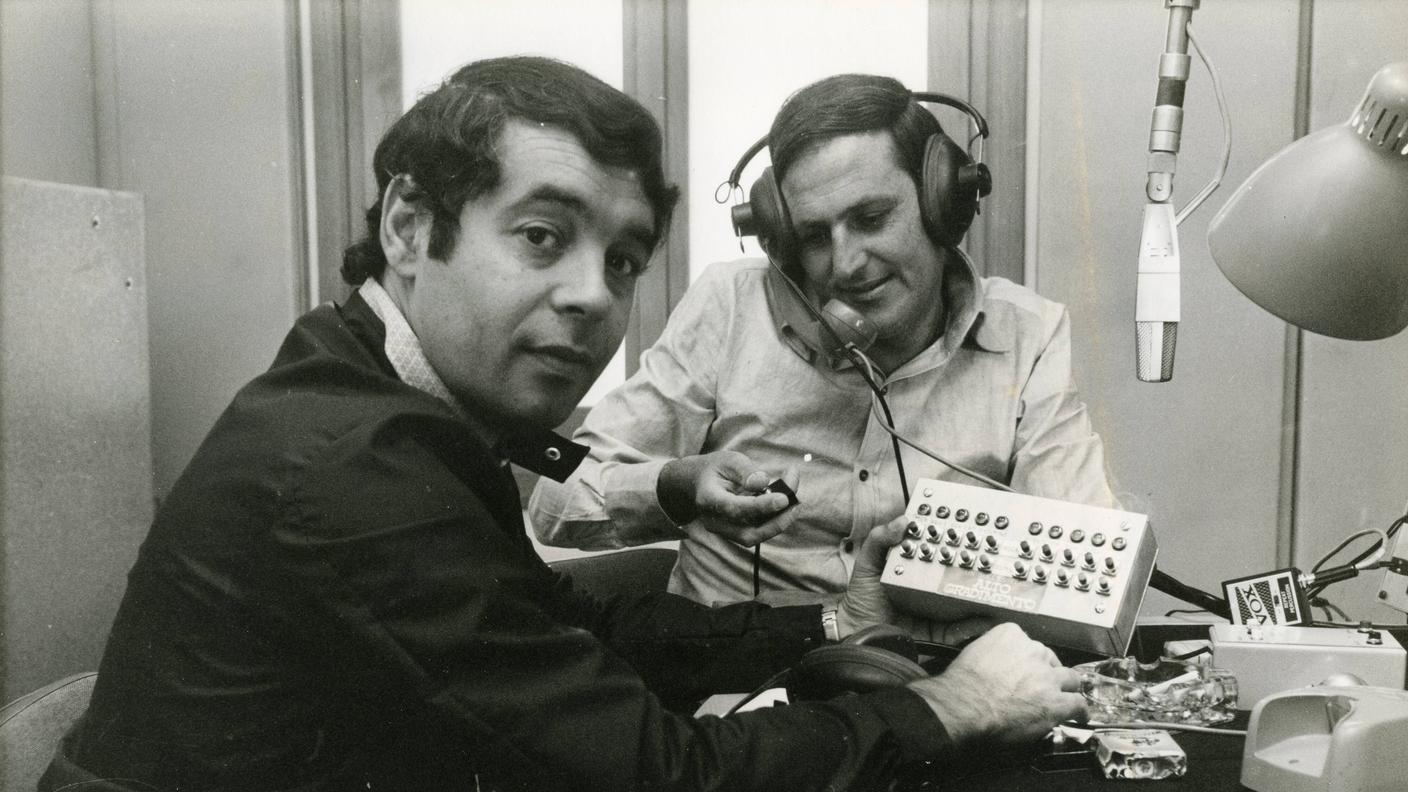 Renzo Arbore e il presentatore radio e TV Gianni Boncompagni