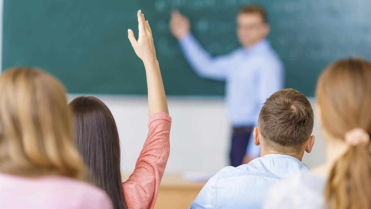 Maestro, insegnante, classe, studenti, imparare