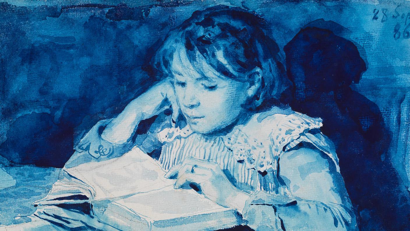 Albert Anker
Cécile Anker, 28 September 1886
Blue faience paint on paper
16,9 x 23,3 cm
Centre Albert Anker, Ins
Photo: © Kunstmuseum Bern