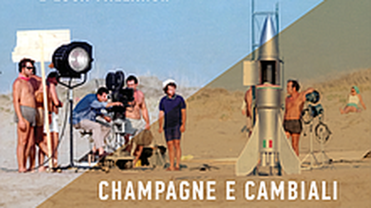 "Champagne e cambiali. Nuove storie e leggende dei produttori italiani da Cinecittà a Hollywood" di Domenico Monetti e Luca Pallanch, Minimum Fax (dettaglio di copertina)