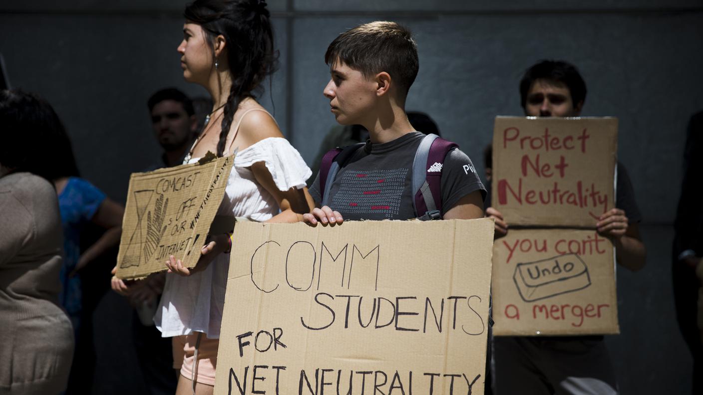 Protesta per la neutralità della rete a Filadelfia, USA nel 2014, Keystone