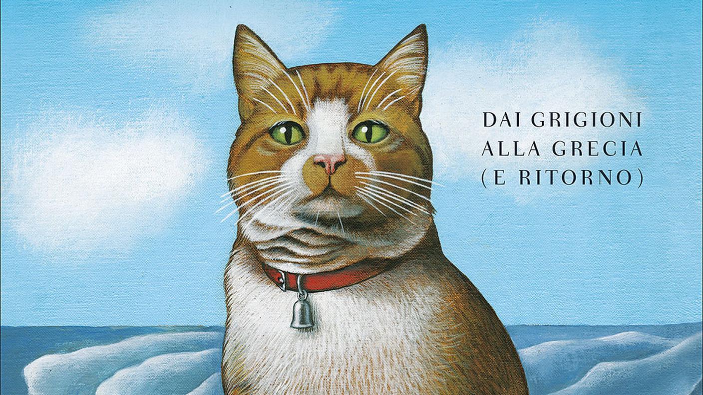 giunti.it/bompiani, Paola Capriolo, "Avventure di un gatto viaggiatore. Dai Grigioni alla Grecia (e ritorno)" (dettaglio copertina)