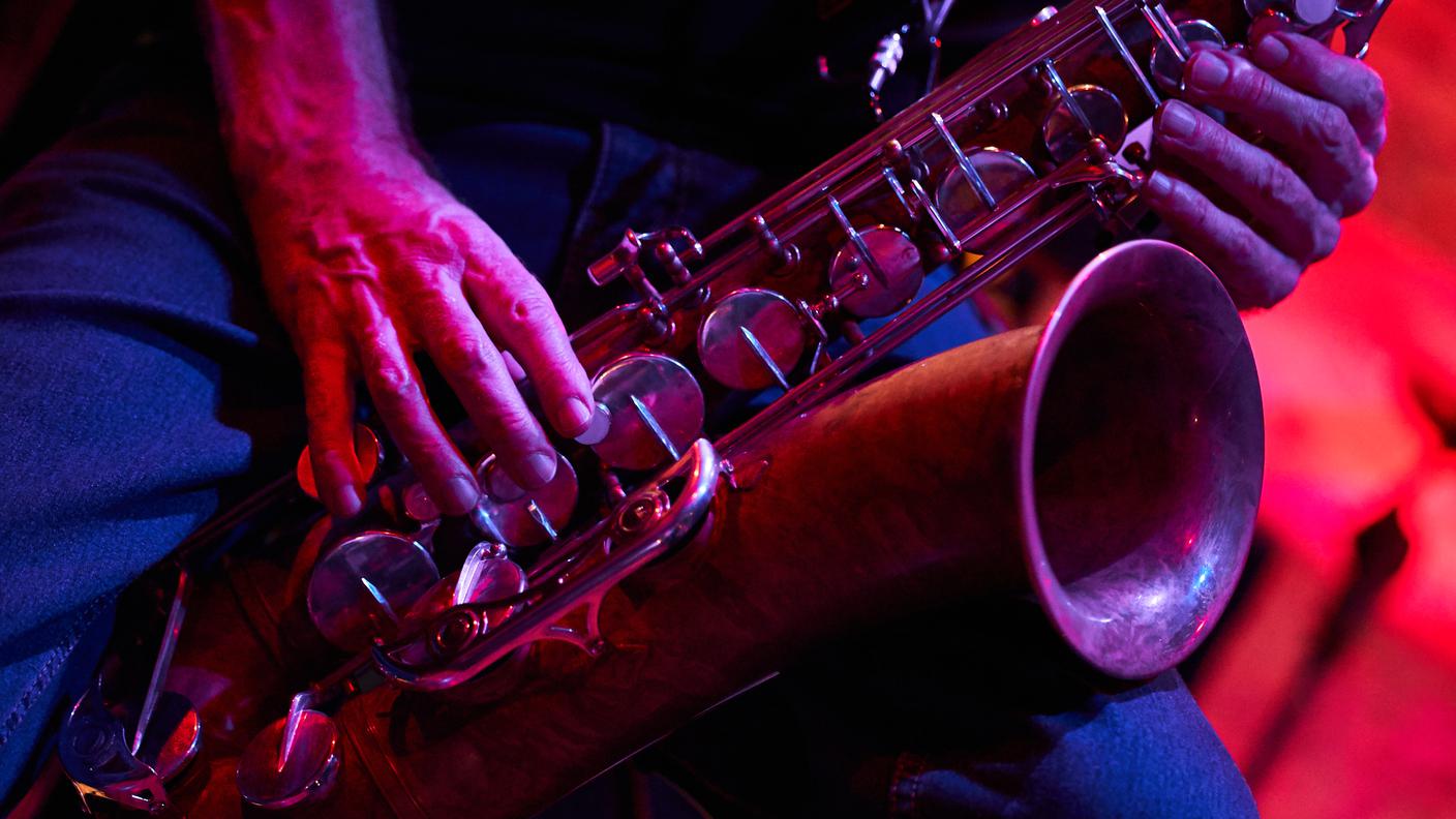 playing the saxophone