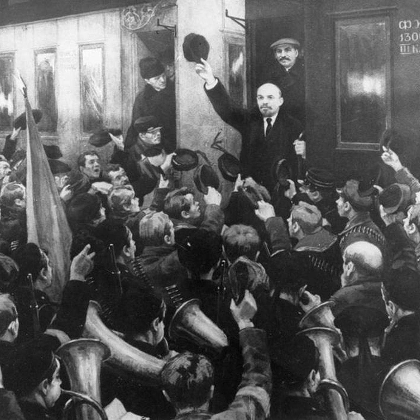 L'arrivo di Lenin alla "Stazione Finlandia" di San Pietroburgo il 13 aprile 1917