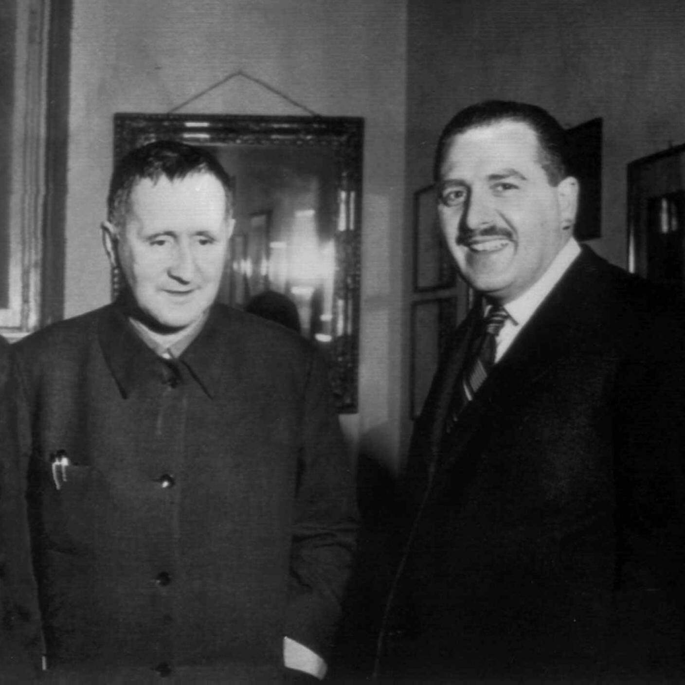 In ordine da sinistra: Giorgio Strehler, Bertolt Brecht e Paolo Grassi