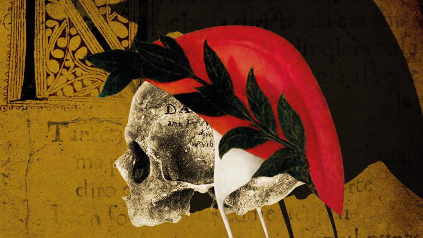 "Il mistero delle ossa di Dante" di Roberto Balzani; Minerva (dettaglio copertina)