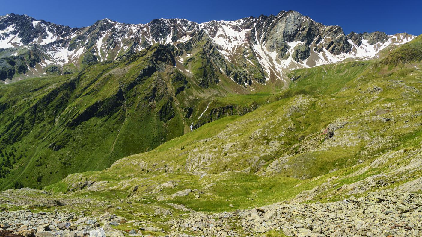 Passo Gavia, passo di montagna in Lombardia, in Italia, in Val Camonica in estate