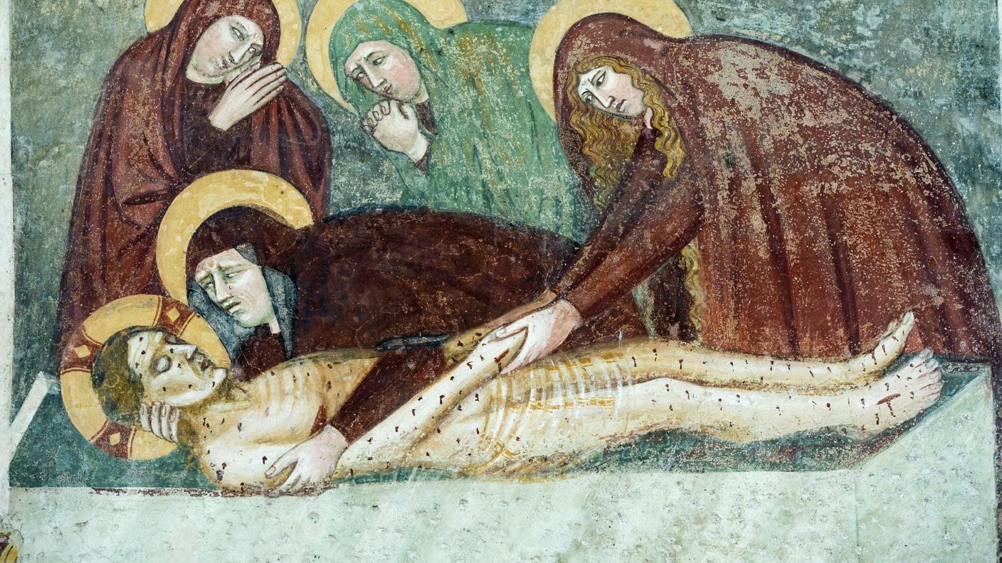 Dipinto nel battistero medievale di Agliate Brianza