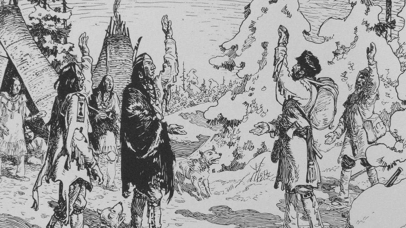 Charles William Jefferys, Radisson giunge in un accampamento indiano nel 1660