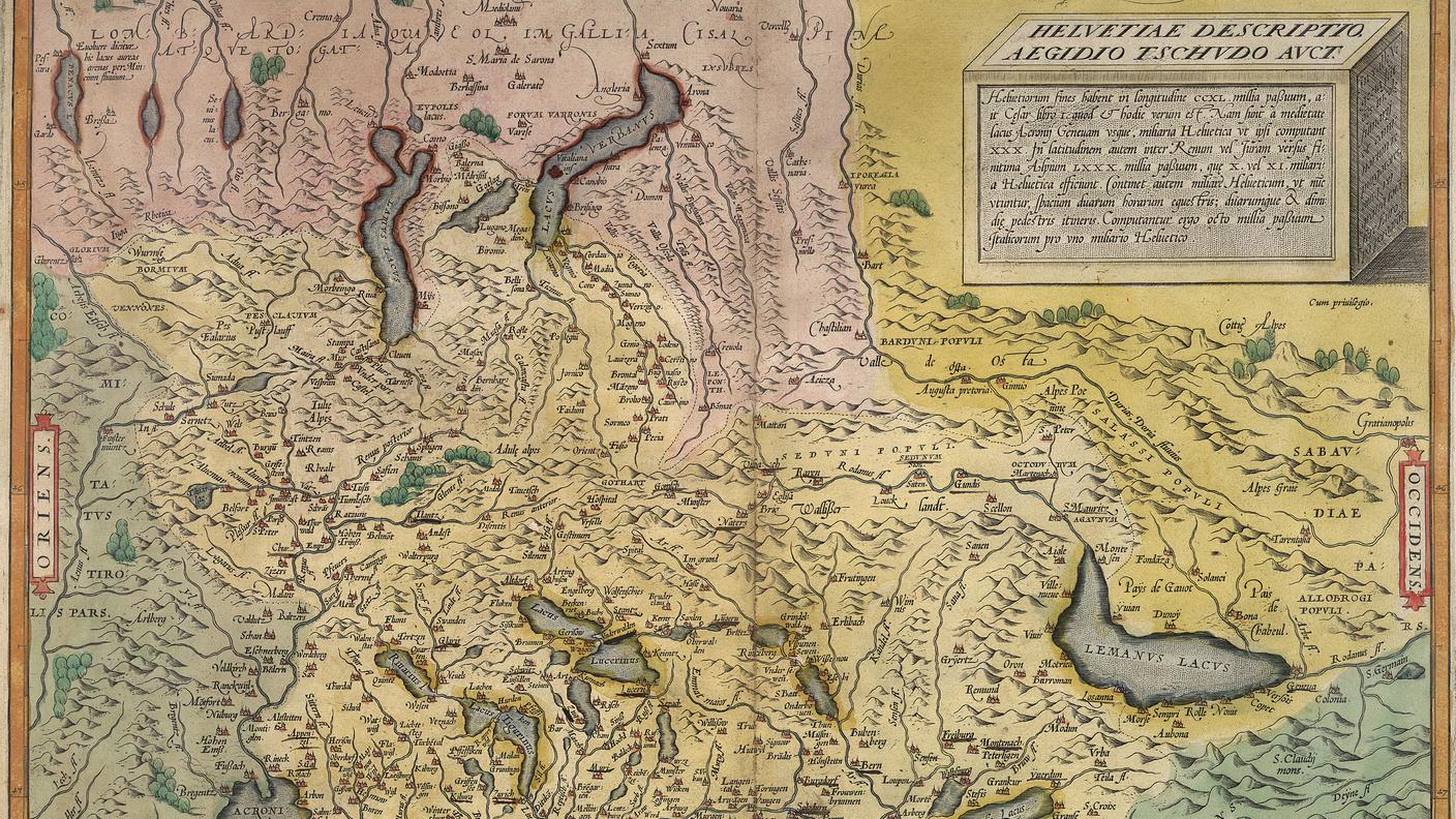 Cartina della Svizzera di Aegidius Tschschudi
