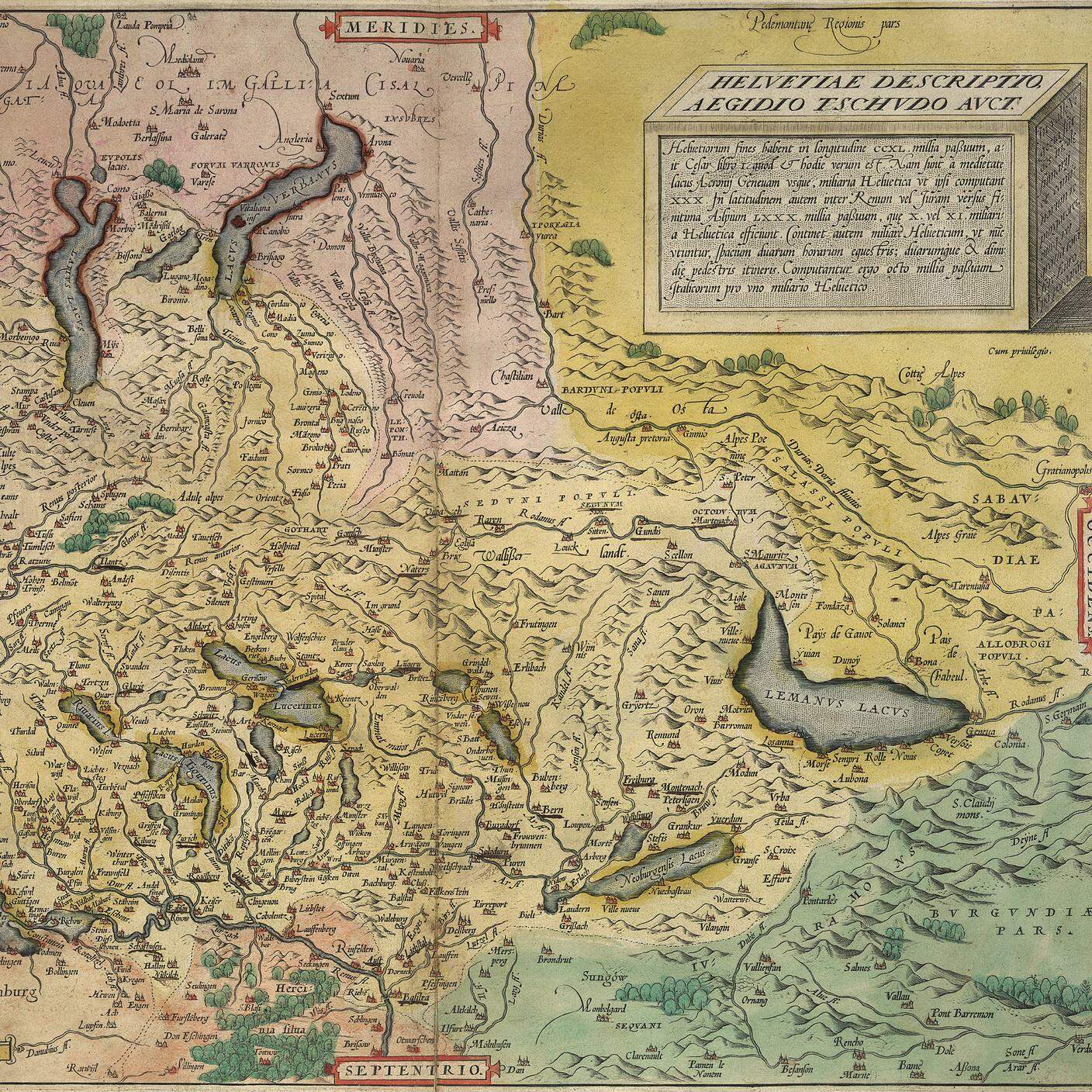 Cartina della Svizzera di Aegidius Tschschudi