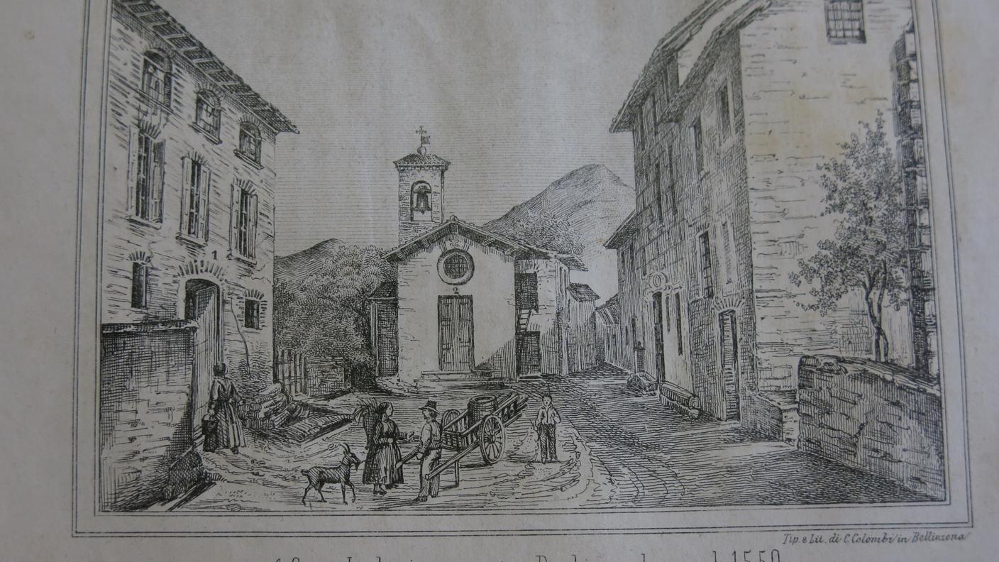 Vecchia stampa dell’800 della casa Lucchese conservata a Pambio