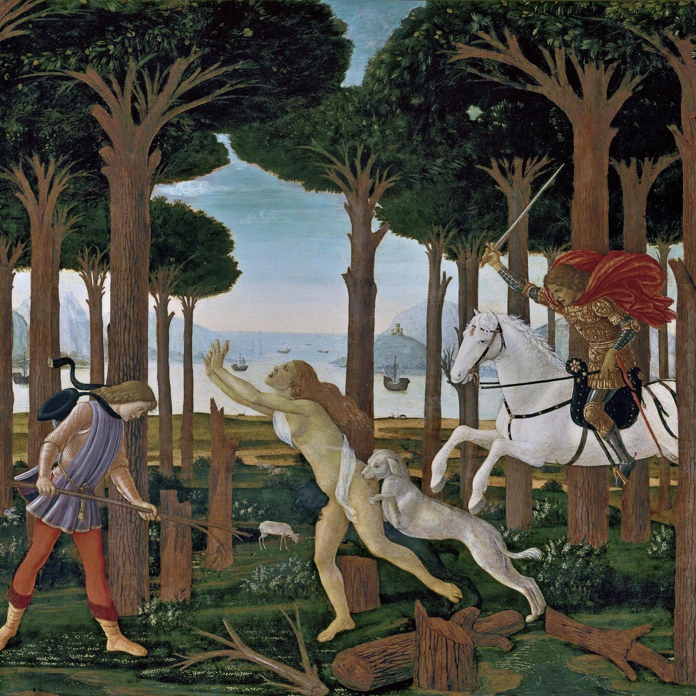 La novella di "Nastagio degli Onesti" dipinta da Sandro Botticelli