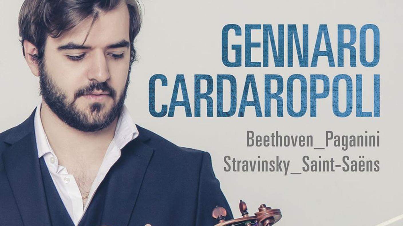 Gennaro Cardaropoli, violino; Alberto Ferro, pianoforte; Beethoven - Paganini - Stravinsky - Saint Saens; Musica con le Ali / Warner Classics (dettaglio copertina)
