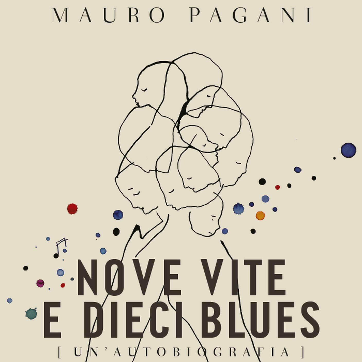"Nove vite e dieci blues" di Mauro Pagani, Bompiani Editore (dettaglio di copertina)