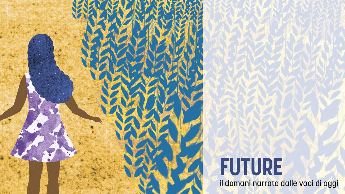 “Future, il domani raccontato dalle voci di oggi” a cura di Igiaba Scego.Le autrici: Leila El Houssi, Lucia Ghebreghiorges, Alesa Herero, Esperance H. Ripanti, Djarah Kan, Ndack Mbaye, Marie Moïse, Leaticia Ouedraogo, Angelica Pesarini, Addes Tesfamariam e Wii; Effequ (dettaglio copertina)