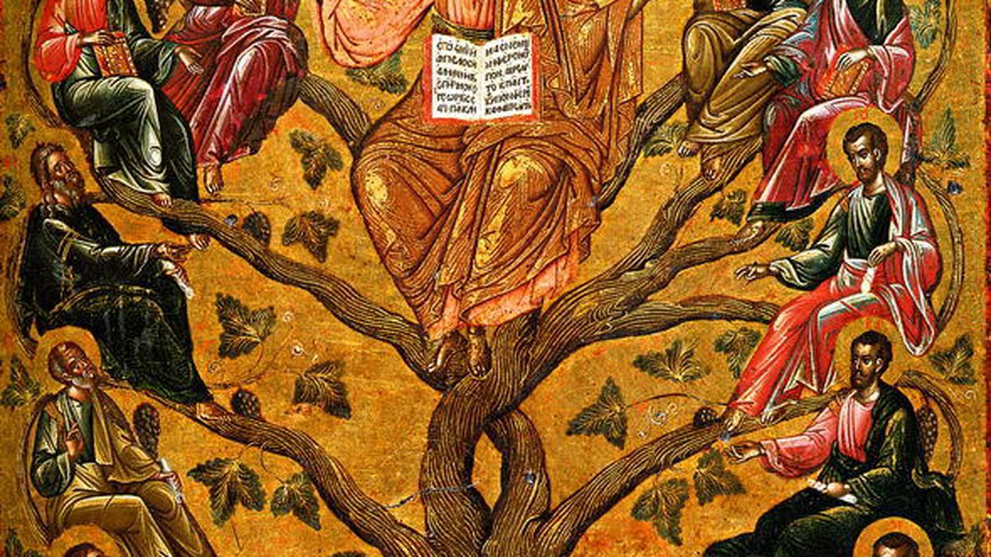 Iconografia ortodossa rappresentante Cristo e i 12 apostoli, risalente al 16esimo secolo, conservata al Museo Bizantino di Atene. (Wikipedia)