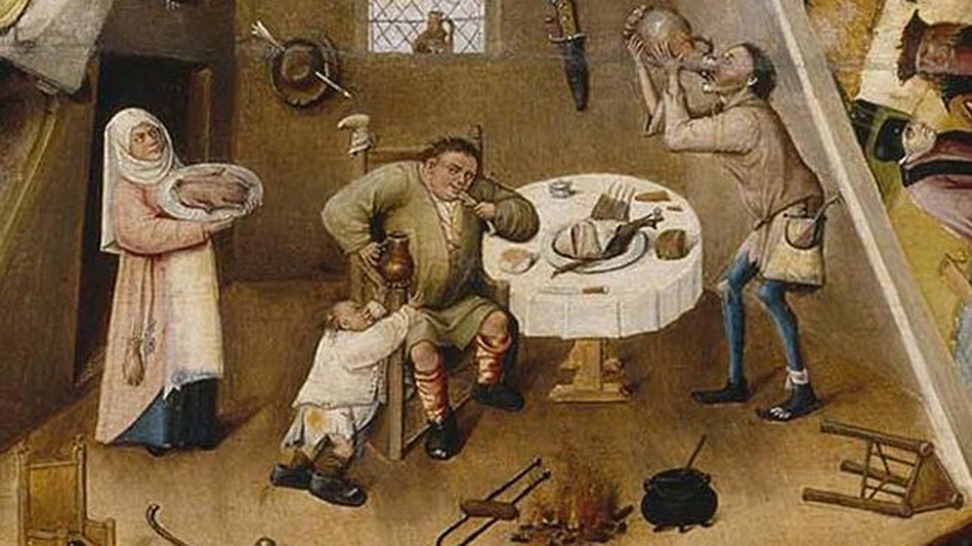 Hieronymus Bosch, "Sette peccati capitali", 1500-1525, Museo del Prado, Madrid