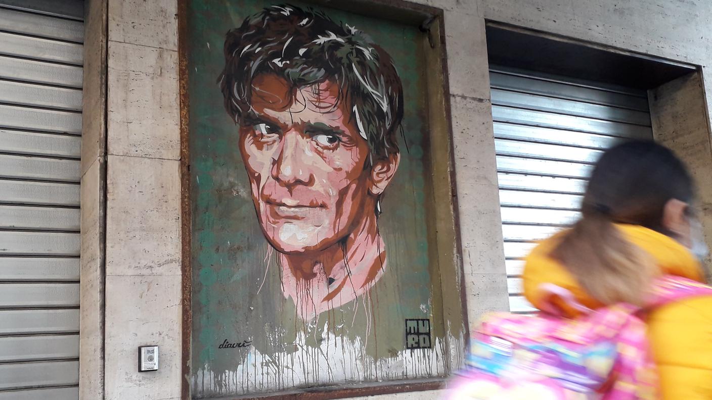 Foto di un ritratto di Pasolini 