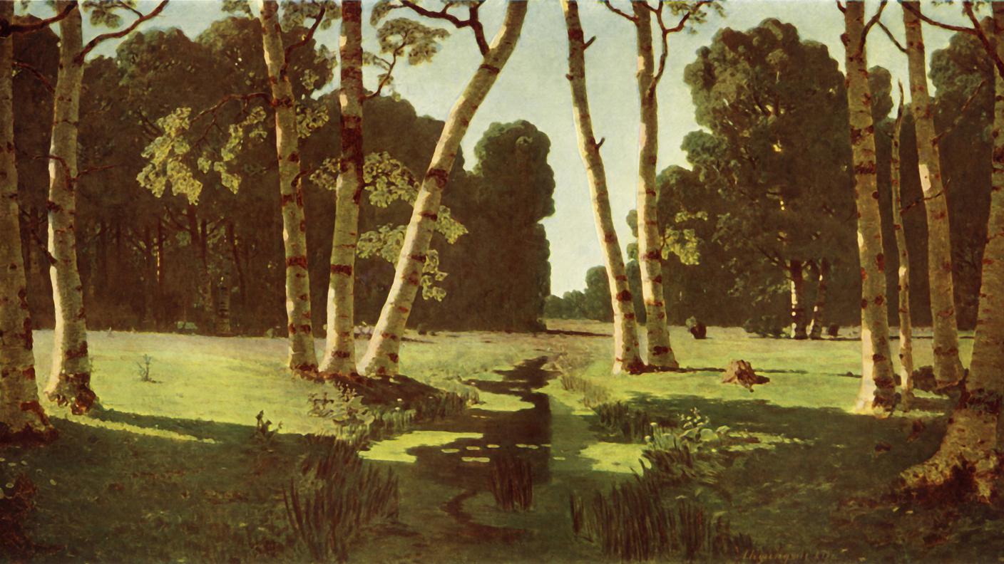 Arkhip Kuindzhi, "Bosco di betulle", 1879 (dettaglio dipinto)