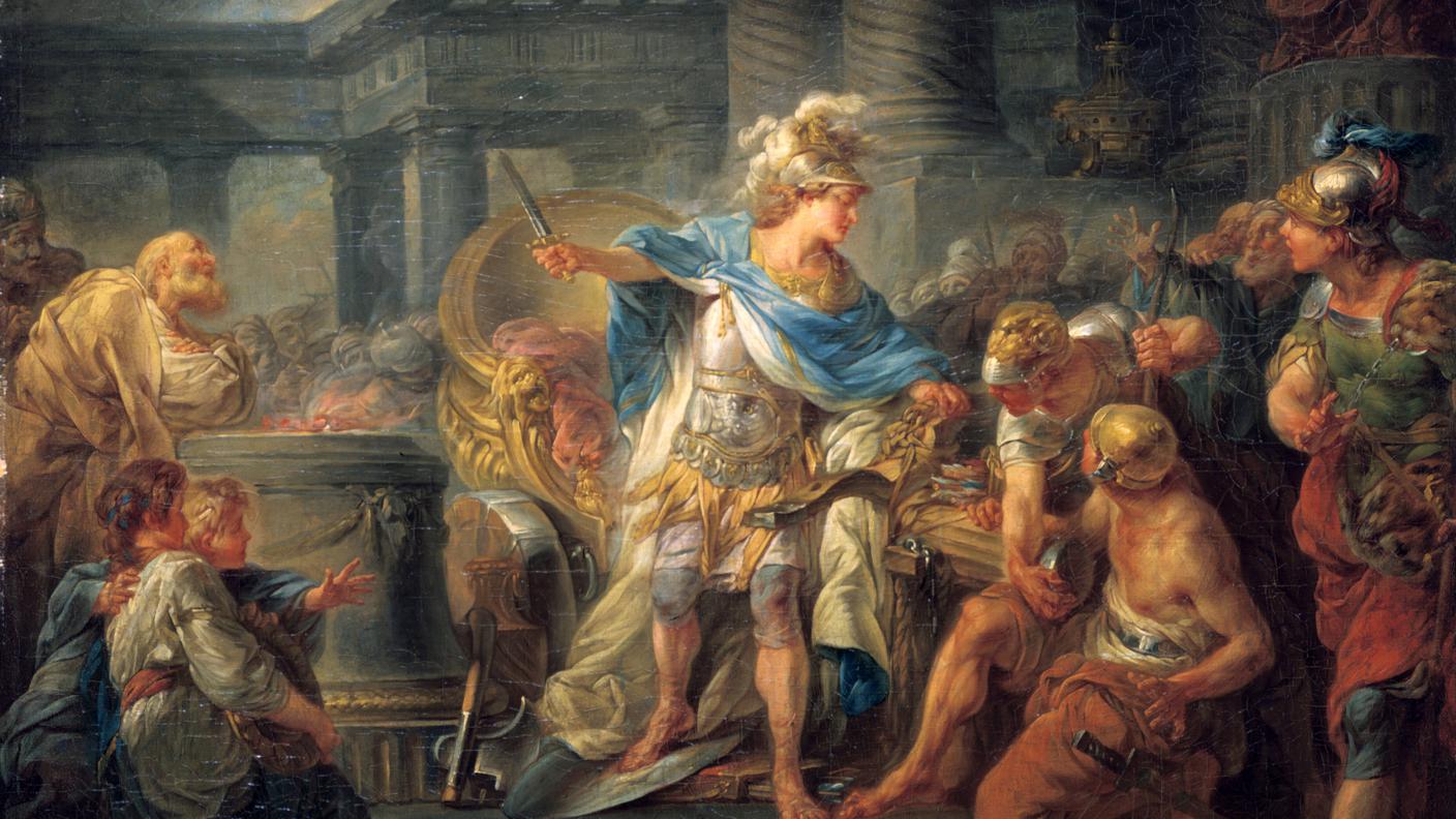 Jean-Simon Berthélemy  (1743–1811): Alessandro taglia il nodo gordiano, fine XVIII/inizio XIX secolo