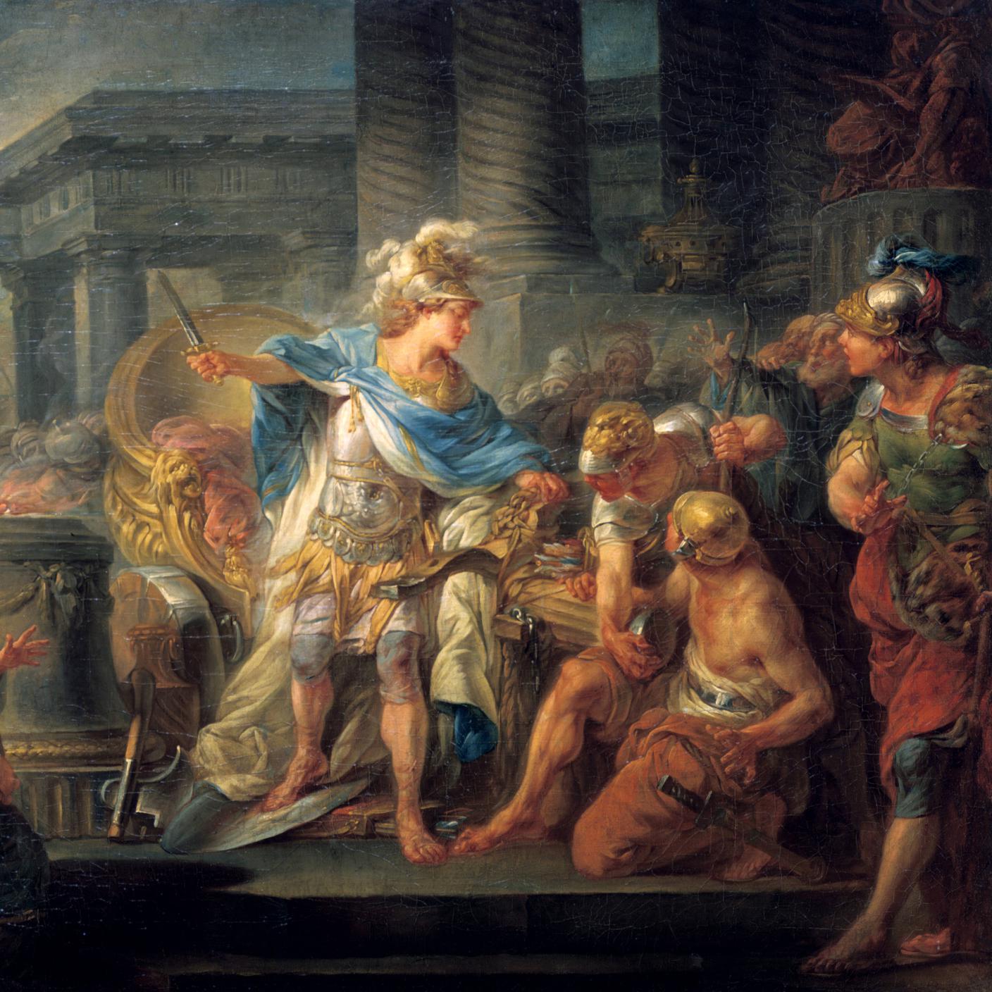 Jean-Simon Berthélemy  (1743–1811): Alessandro taglia il nodo gordiano, fine XVIII/inizio XIX secolo