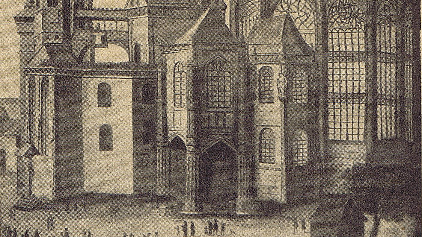 Cappella Palatina di Aquisgrana, disegno del XVII secolo. 