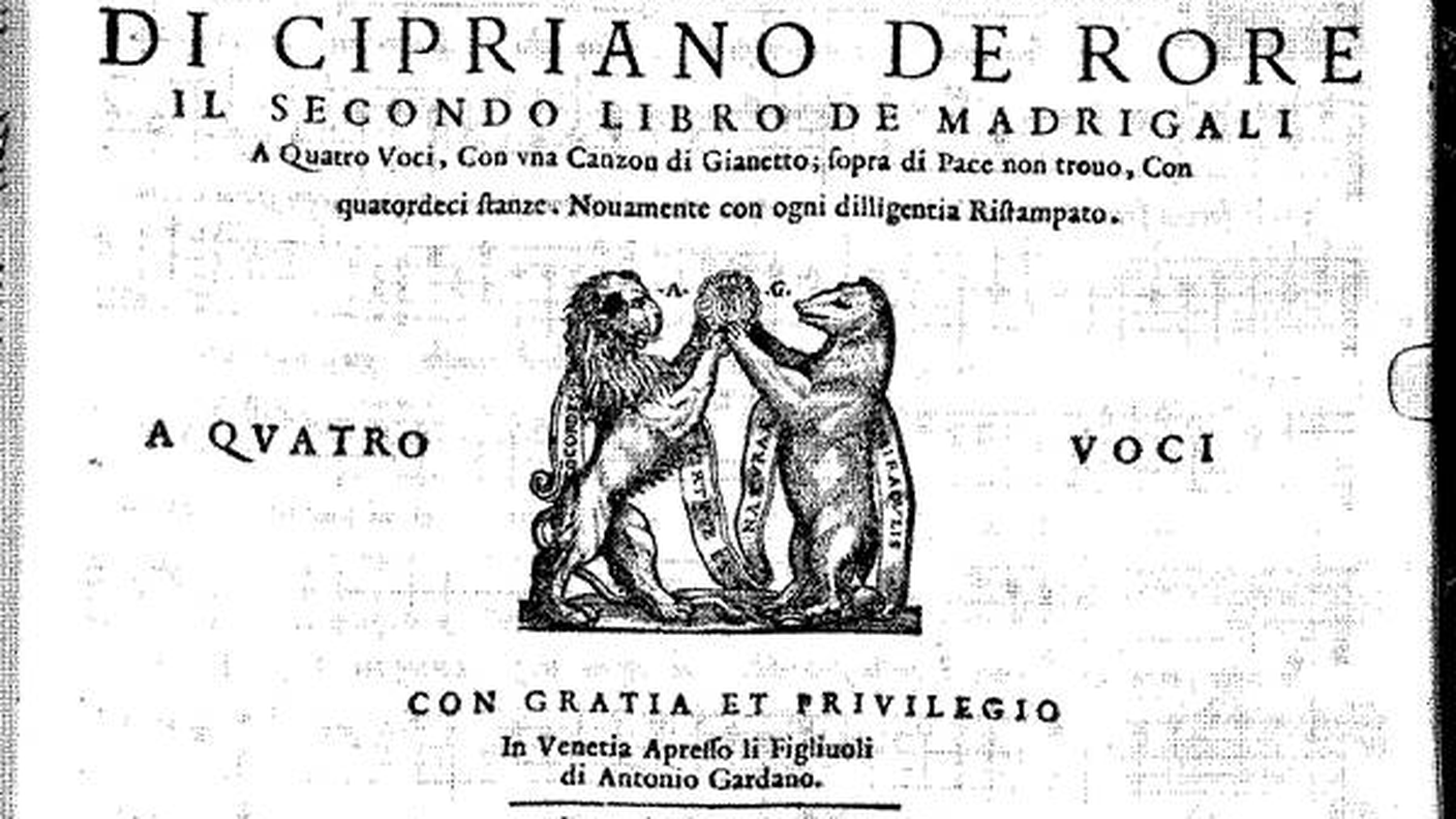 Frontespizio del canto de Il secondo libro de madrigali