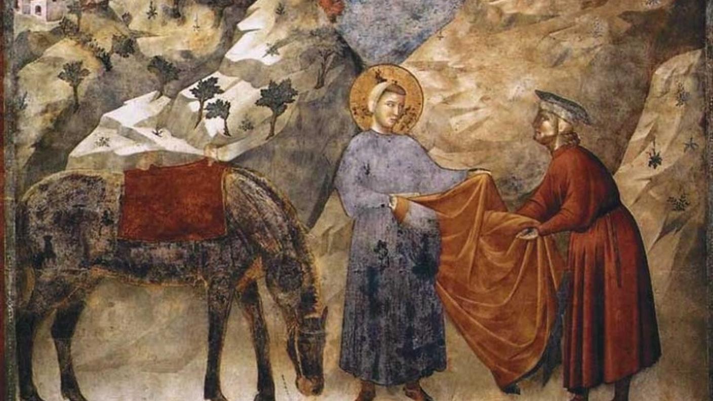 San Francesco dona il suo mantello a uno sconosciuto. Giotto, 1296 ca