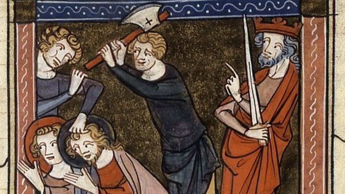 I Santi Primo e Feliciano in un manoscritto della Leggenda Aurea del XIV secolo (Wikipedia)