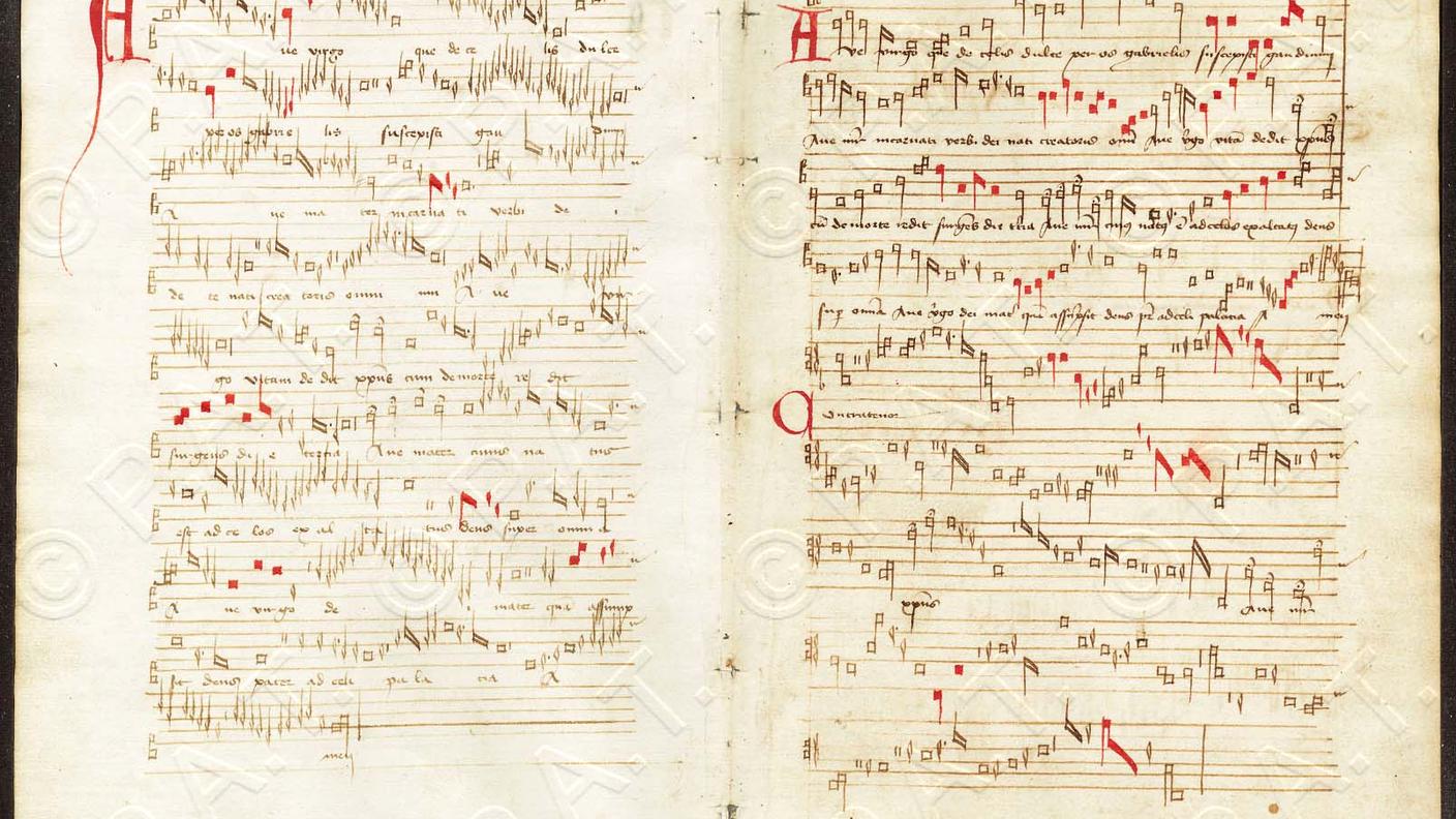 Guillaume Dufay: "Ave virgo", partitura manoscritta