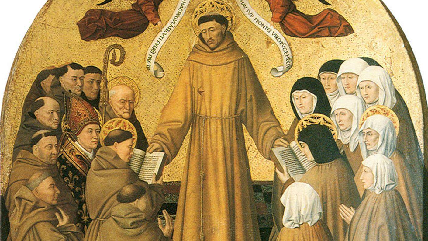 A. Colantonio, San Francesco consegna la regola a S.Antonio e a S.Chiara e ai suoi seguaci , (metà del XV sec.)