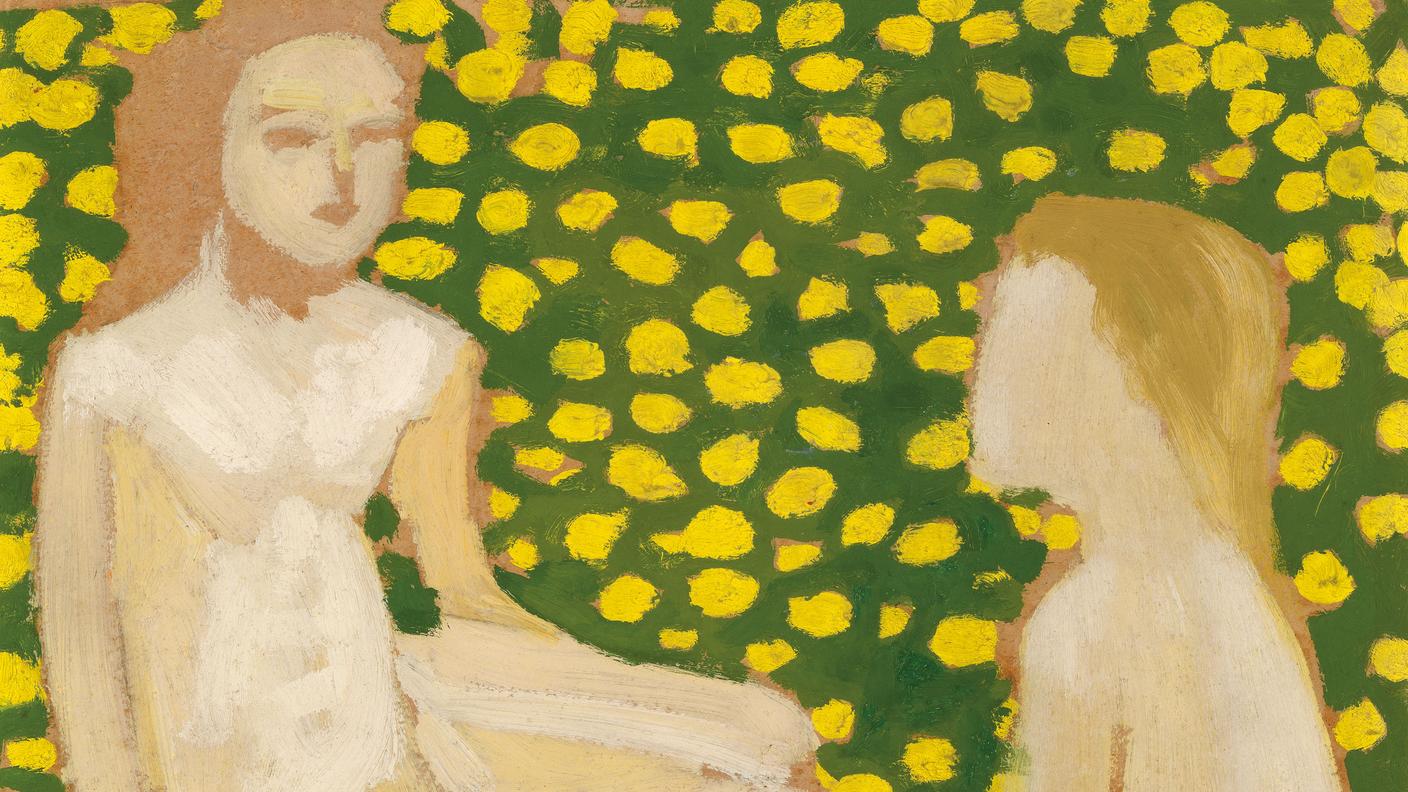 Cuno Amiet, Studio per "le ragazze gialle", 1905, olio su cartone, 31.5x33 cm