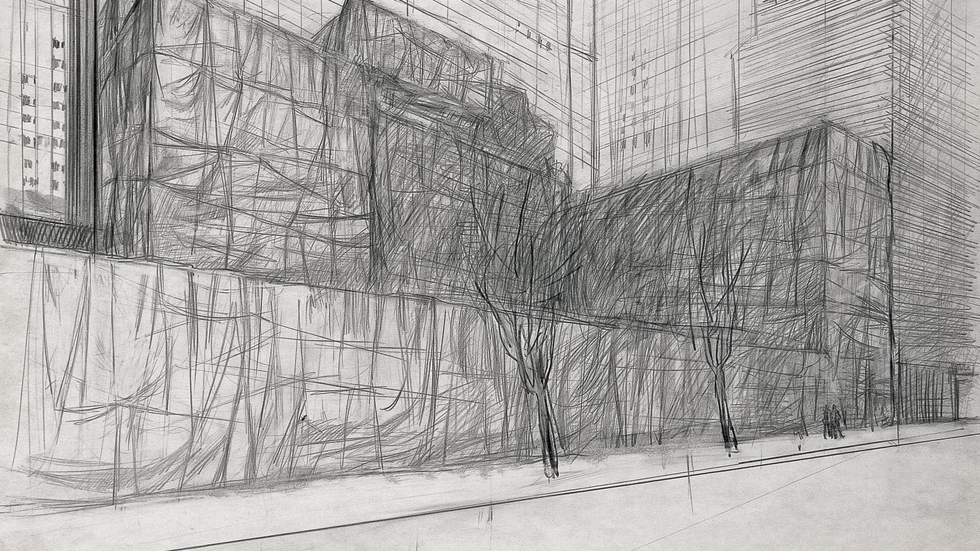 Christo, The Museum of Modern Art Wrapped (Project for New York), 1968. Disegno matita e
carboncino su carta, 35.5 x 53.5 cm. Courtesy The National Museum of Art, Osaka, Giappone.
Copyright: 1968 Christo and Jeanne-Claude Foundation.